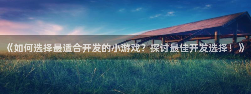 沐鸣登陆入口：《如何选择最适合开发的小游